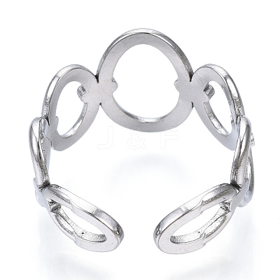 Non-Tarnish 304 Stainless Steel Oval Open Cuff Ring RJEW-N040-08-1