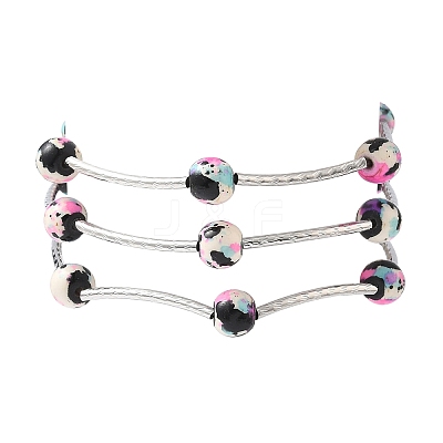 Round Synthetic Turquoise Beads Multi-strand Bracelets for Women BJEW-JB12335-03-1