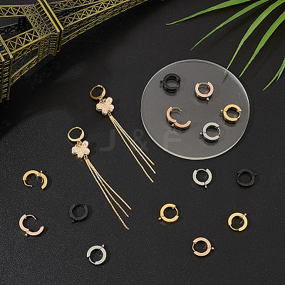 16Pcs 4 Colors 304 Stainless Steel Huggie Hoop Earrings Findings STAS-WR0001-15-1