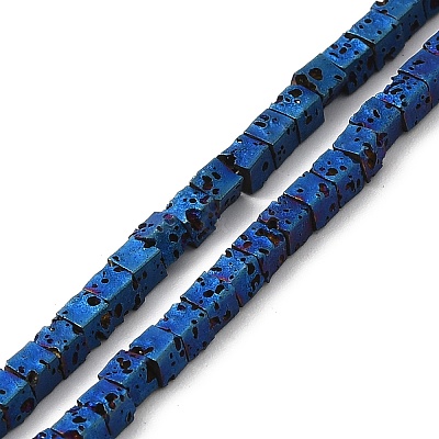 Electroplated Natural Lava Rock Beads Strands G-Q1009-B01-02-1