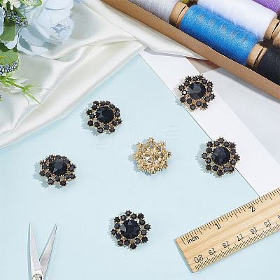 Flower Alloy & Glass Shank Buttons BUTT-WH0061-13-1