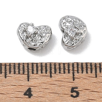 Brass Micro Pave Clear Cubic Zirconia Beads CU-CBA91C0-04P-1