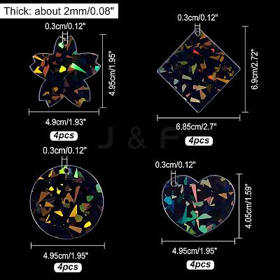 16Pcs 4 Style Transparent Acrylic Pendants FIND-NB0002-58-1