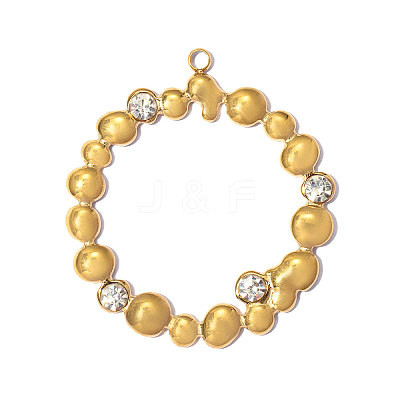 304 Stainless Steel with Crystal Rhinestone Pendants RB-OY001-22G-1