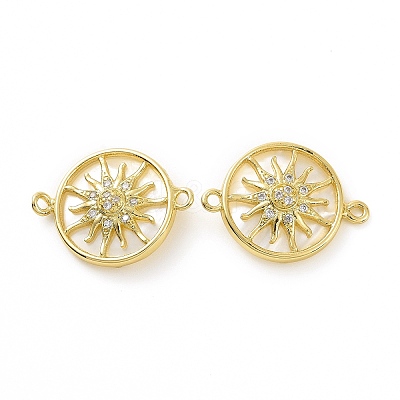 Rack Plating Brass Micro Pave Clear Cubic Zirconia Connector Charms KK-C008-07G-1