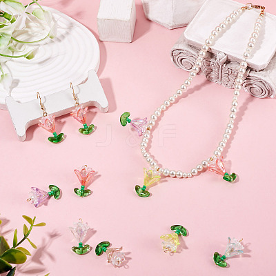 Transparent Acrylic Flower Pendants PALLOY-TADJ00011-1