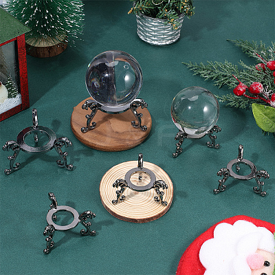 8Pcs 2 Styles Alloy Crystal Ball Display Bases AJEW-AR0005-66-1