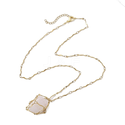 304 Stainless Steel Wavy Bar Link Chain Macrame Pouch Necklace Making NJEW-JN05061-01-1