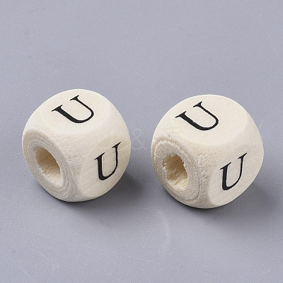 Printed Natural Wood Beads WOOD-T026-001U-1