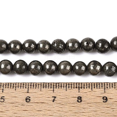 Natural Pyrite Beads Strands G-S249-01-6mm-1