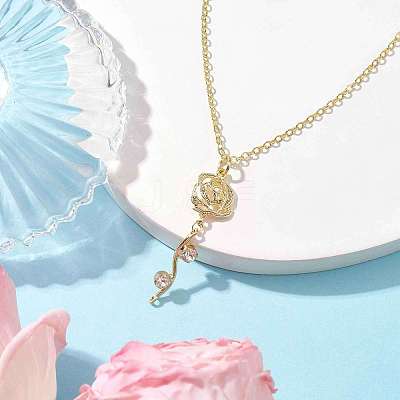 Brass Flower Pendant Necklace NJEW-JN04704-1