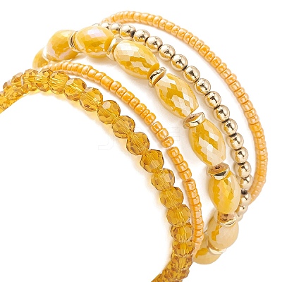 5Pcs 5 Style Glass & Lampwork Evil Eye Stretch Bracelets Set BJEW-JB09619-02-1