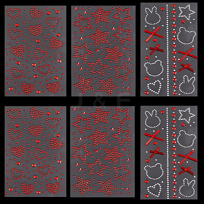 6 Sheets 3 Styles Acrylic Rhinestone Face Body Stickers AJEW-SP0002-68C-1