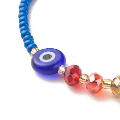 Flat Round Evil Eye Lampwork Braided Bead Bracelet BJEW-JB07234-05-1