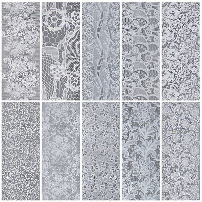 10 Rolls PET Lace Flower Nail Foils Floral Transfer Paper STIC-WH20010-16F-1