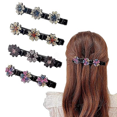 Fashion Double Layer Resin Rhinestone Alligator Hair Clips Sets PHAR-P005-25-1