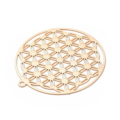 Rack Plating Brass Filigree Pendants KKC-K001-20KCG-1