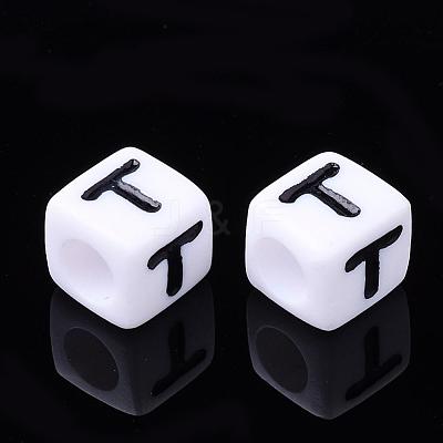 Acrylic Horizontal Hole Letter Beads PL37C9129-T-1