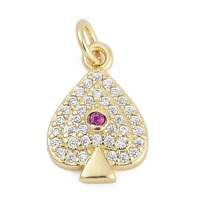 Brass Micro Pave Clear Cubic Zirconia Pendants KK-G522-53G-02-1