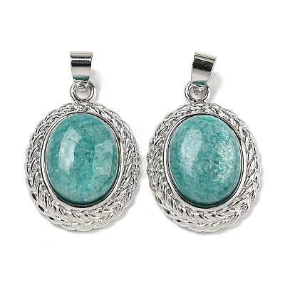 Natural Mixed Stone Oval Pendants G-B079-02P-1