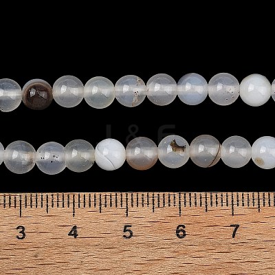 Natural Dendritic Agate Beads Strands G-D0005-18-6mm-1