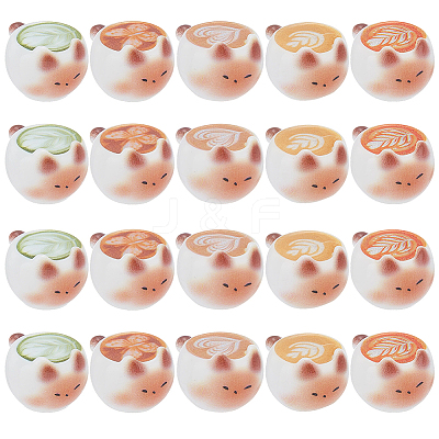 20Pcs 5 Styles Resin Cat Shape Coffee Display Decorations AJEW-SC0001-90-1