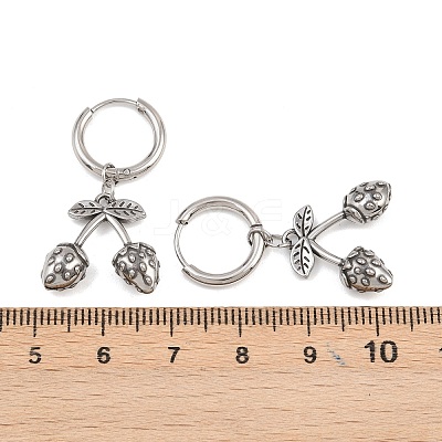 316 Surgical Stainless Strawberry Hoop Earrings EJEW-C160-11B-1