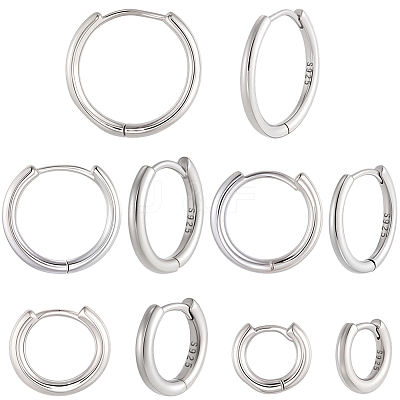 5 Pair 5 Styles Brass Hoop Earrings EJEW-BBC0001-90-1