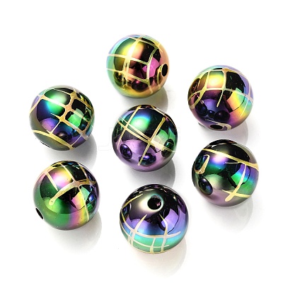 UV Plating Rainbow Iridescent Acrylic Beads PACR-E001-02E-1