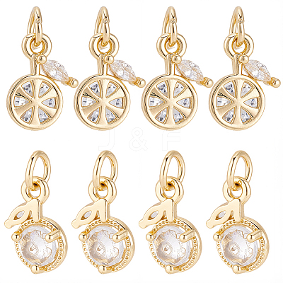 12Pcs Fruits Brass Micro Pave Cubic Zirconia Charms KK-BBC0024-42-1