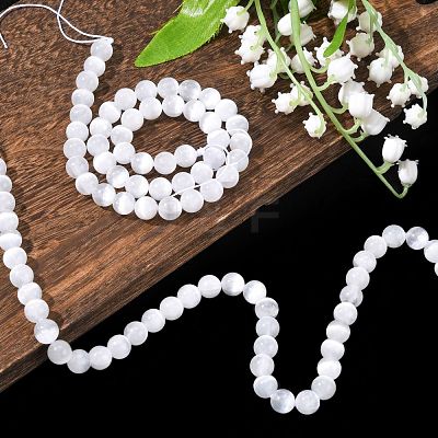 Natural Selenite Beads Strands G-N328-025B-02-1