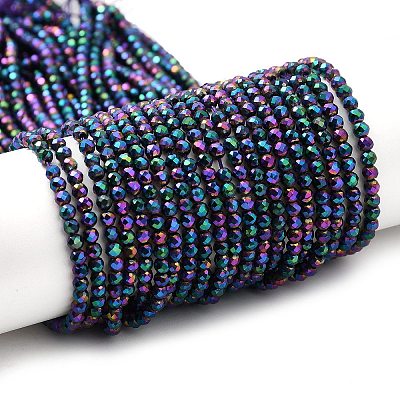 Electroplate Glass Beads Strands GLAA-H021-01B-FP11-1