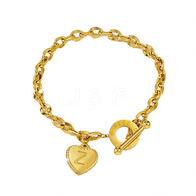 304 Stainless Steel Heart with Letter Charm Bracelets WG6E905-02-1