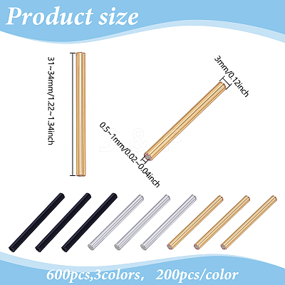 600Pcs 3 Colors Glass Bugle Beads SEED-ME0001-25-1