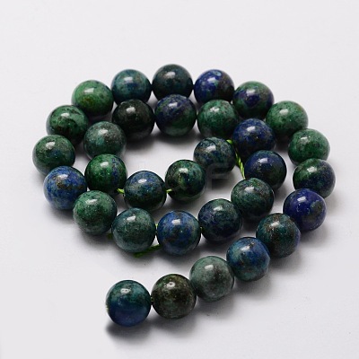 Natural Chrysocolla and Lapis Lazuli Beads Strands G-E329-10mm-42-1