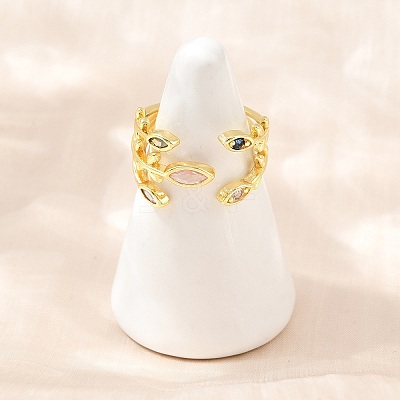 Brass Pave Cubic Zirconia Cuff Open Rings CU-CBACDF6-09G-02-1