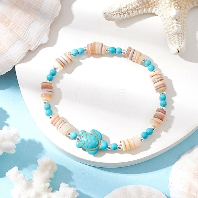 Natural Freshwater Shell Beaded Stretch Bracelets BJEW-JB11804-01-1