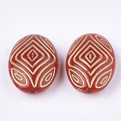 Oval Plating Acrylic Beads X-PACR-Q102-78D-1