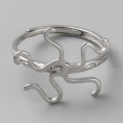 Anti-Tarnish Rhodium Plated 925 Sterling Silver Adjustable Rings Base STER-WH0011-27P-1