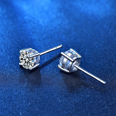 Anti-Tarnish 925 Sterling Silver with Moissanite Rhinestone Earrings AJEW-U007-05P-1
