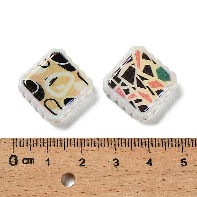 Rainbow Iridescent Printed Opaque Acrylic Beads OACR-D316-01C-01-1