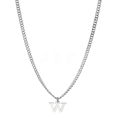 1Pc 304 Stainless Steel Letter Pendant Necklaces NJEW-LP0001-33W-P-1