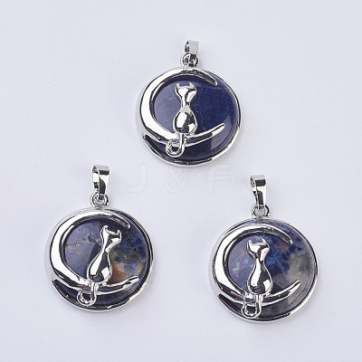 Natural Sodalite Kitten Pendants G-K234-D14-1