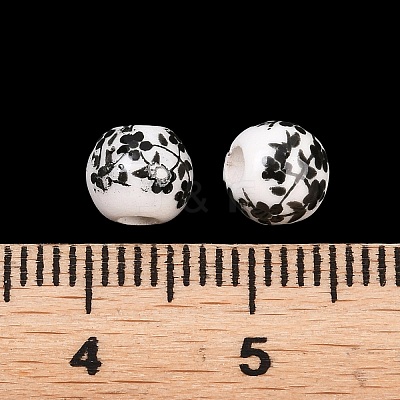 Handmade Printed Porcelain Beads X1-PORC-Q201-6mm-5-1