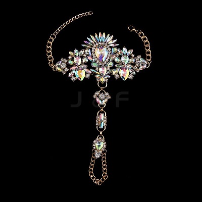 Fashion Alloy & Acrylic Rhinestone Flower Toe Ring Anklets for Beach Party WGAEED0-02-1