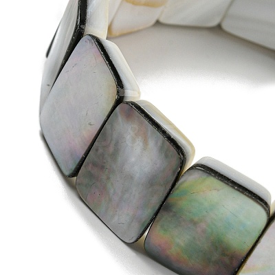 Natural Black Lip Shell Rectangle Beaded Stretch Bracelets BJEW-N030-01B-02-1