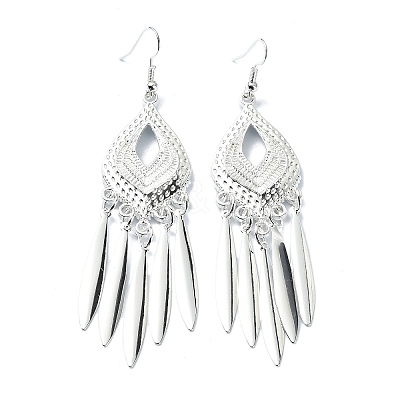 Silver Alloy Chandelier Earrings EJEW-D092-02B-S-1