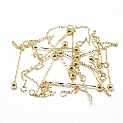 Brass Cable Chain Big Pendants KK-T032-155G-1