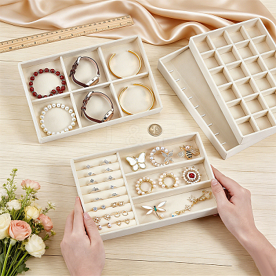 4Pcs 4 Styles MDF Covered with Velvet Jewelry Display Trays CON-UN0001-16A-1