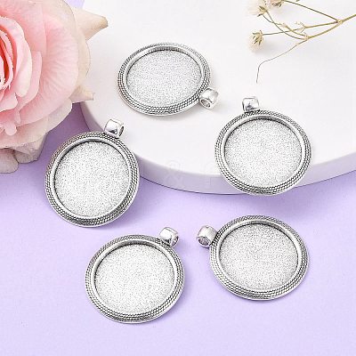 Tibetan Style Alloy Pendant Cabochon Settings LS-TIBEP-N003-71AS-1